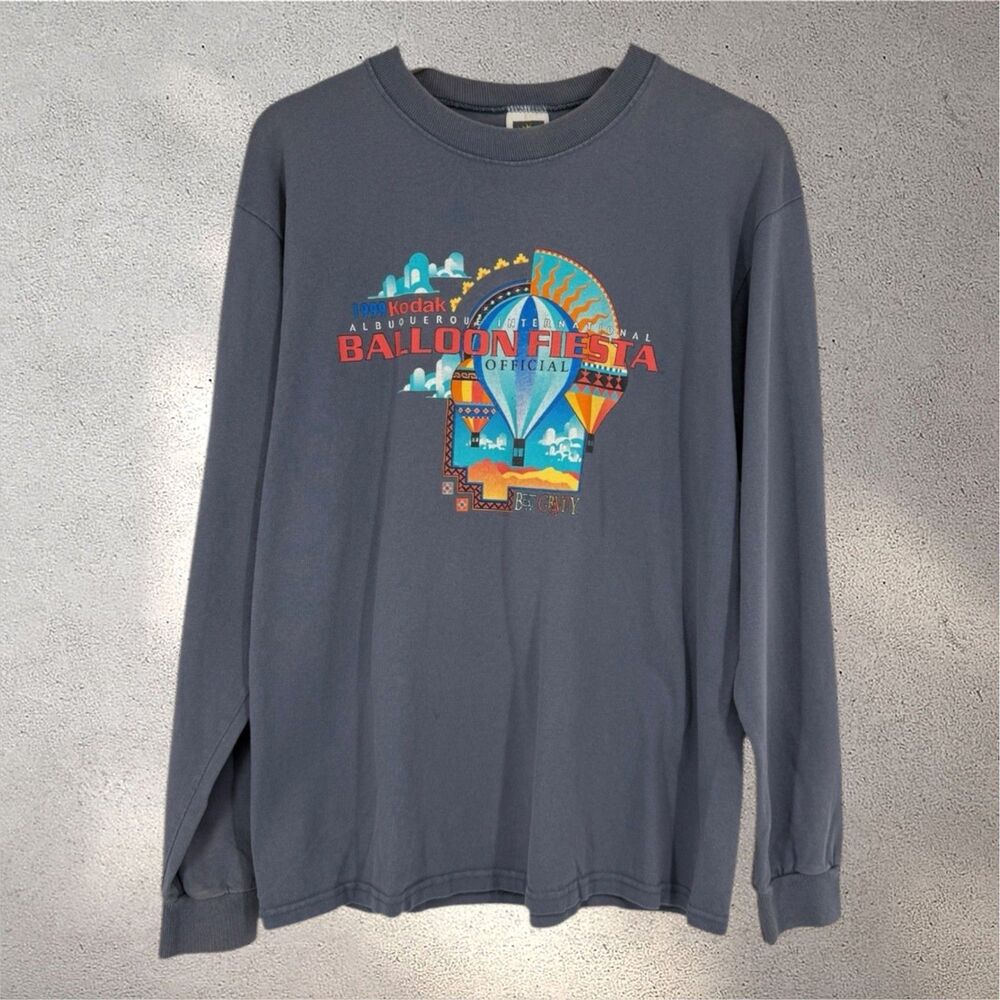 Vintage Kodak 1999 Hot Air Balloon Fiesta Tshirt Gray Albuquerque Novelty